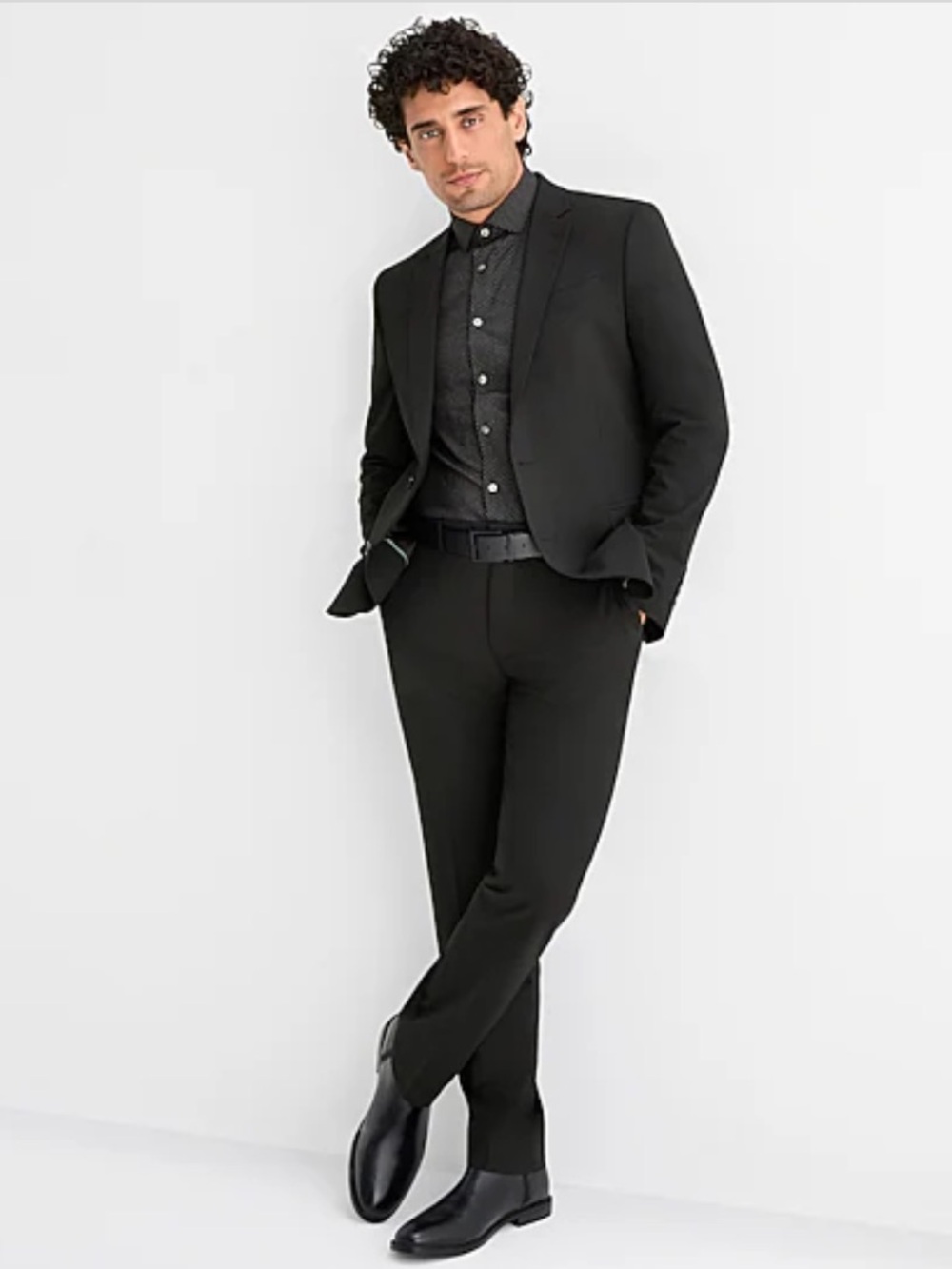 JF J. Ferrar Two piece suit black slim-fit